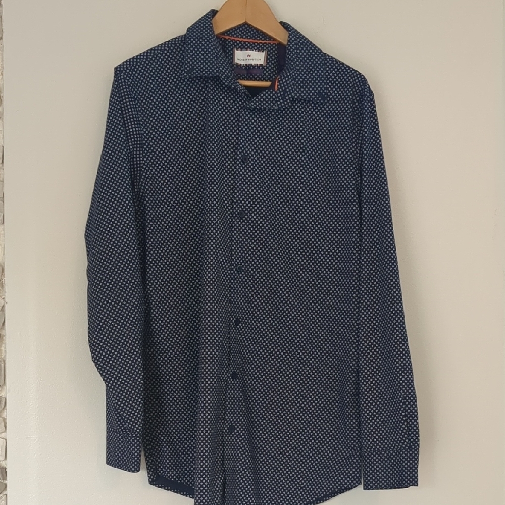NWOT Modern Ambition Shirt Mens Large Button Long Sleeve Business  Blue Preppy